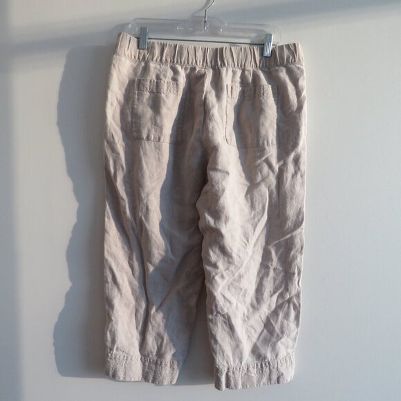 J. JILL PURE JILL 100% Linen Trapunto Stitched Cropped Pants in Cream Lagenlook - Picture 8 of 13